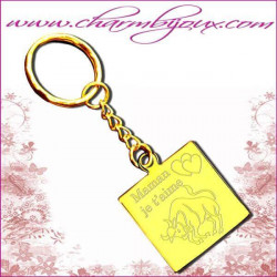 Porte clé Carré doré avec Gravure signe du zodiaque OFFERTE zodiaque