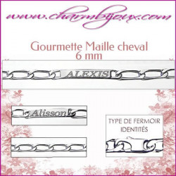 Gourmette Maille Cheval 20 cm pour Homme Femme Enfant - Gravure prénom OFFERTE- Argent véritable 925000 garanti et texte
