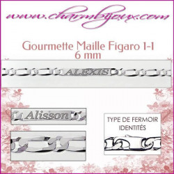 Gourmette Maille Figaro 20 cm pour Homme Femme Enfant - Gravure prénom OFFERTE- Argent véritable 925000 garanti