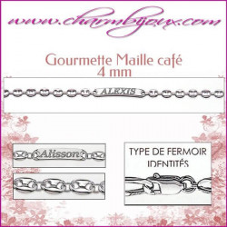 Gourmette Maille grain de Café 18 cm pour Homme Femme Enfant - Gravure prénom OFFERTE- Argent véritable 925000 garanti et texte