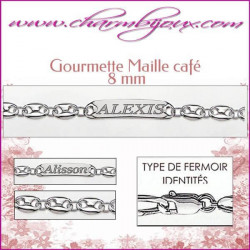Gourmette Maille Café 22 cm pour Homme Femme - Gravure prénom OFFERTE- Argent véritable 925000 garanti et prenom