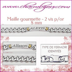 Gourmette Maille gourmette avec vis 21 cm pour Homme Femme - Gravure prénom OFFERTE- Argent véritable 925000 garanti