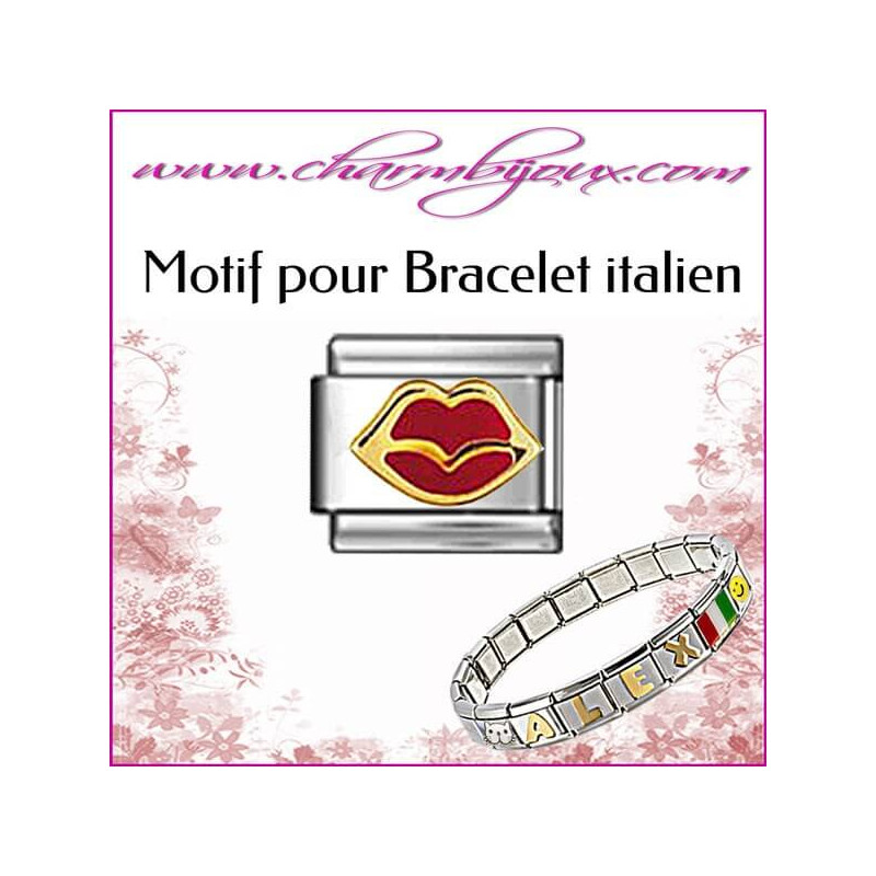  motif-bouche-pour-bracelet-italien-acier-italian-charm-bracelet