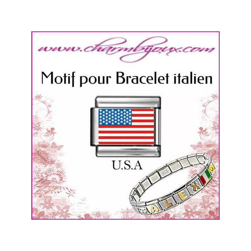  motif-drapeau-americain-pour-bracelet-italien-acier-italian-charm-bracelet