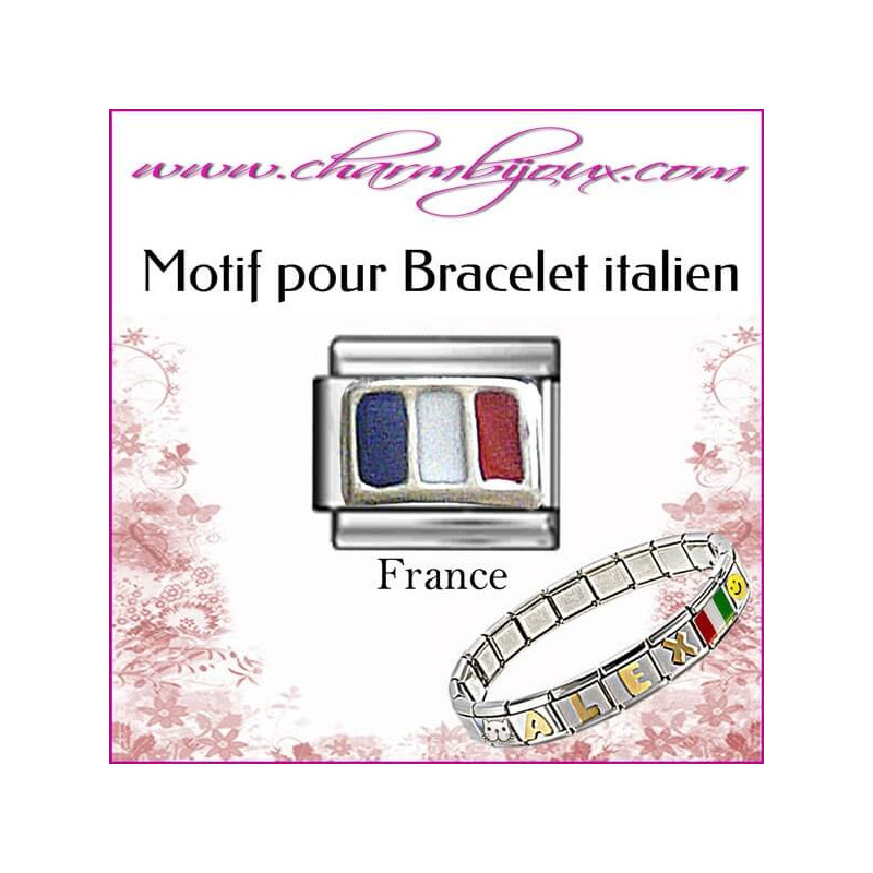  motif-drapeau-france-pour-bracelet-italien-acier-italian-charm-bracelet