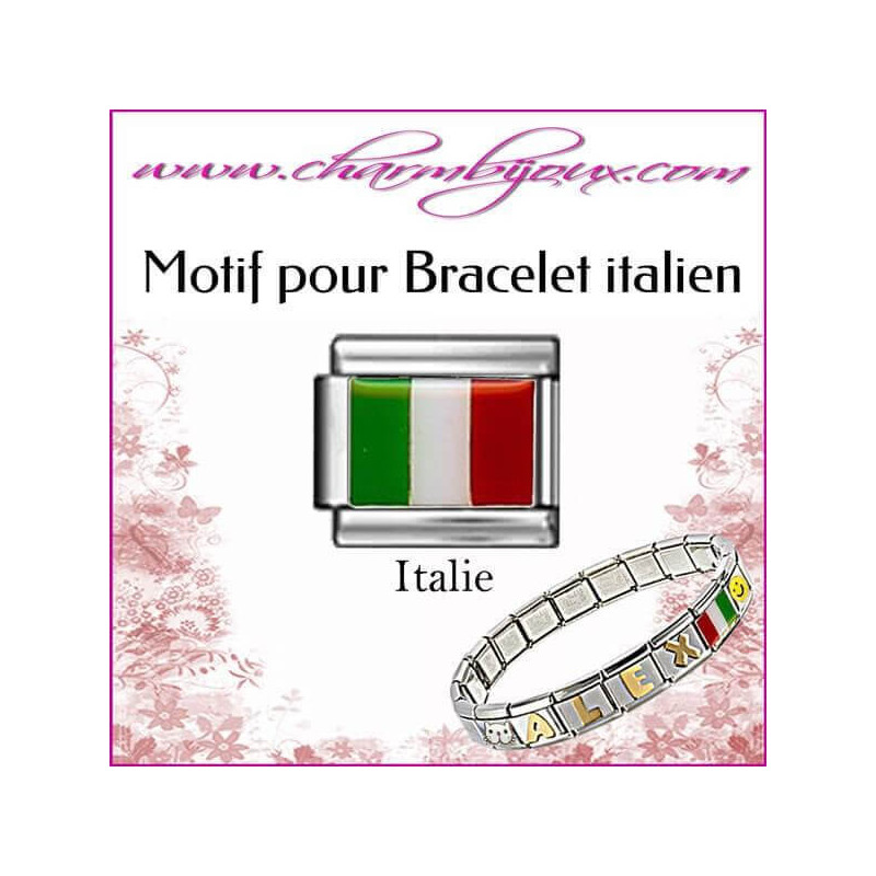  motif-drapeau-italien-pour-bracelet-italien-acier-italian-charm-bracelet