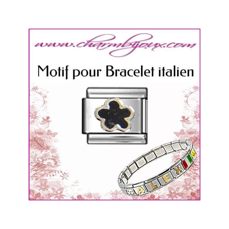  motif-fleur-noire-pour-bracelet-italien-acier-italian-charm-bracelet