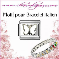 Maillon papillon blanc: Motif Italien pour bracelet italien en Acier   