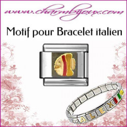 Maillon poisson Motif Italien pour bracelet italien en Acier   