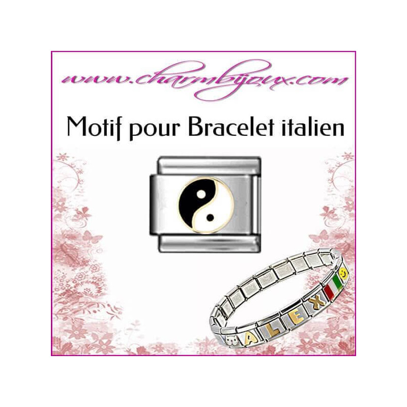 Maillon ying yang Motif Italien pour bracelet italien en Acier   