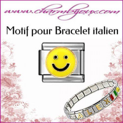 Maillon smiley jaune Motif Italien pour bracelet italien en Acier   