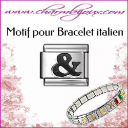 Maillon signe & noir Motif Italien pour bracelet italien en Acier   