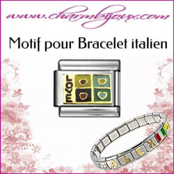 Maillon love you 4 coeurs Motif Italien pour bracelet italien en Acier   