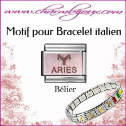 Maillon signe du zodiaque bélier Motif Italien pour bracelet italien en Acier   