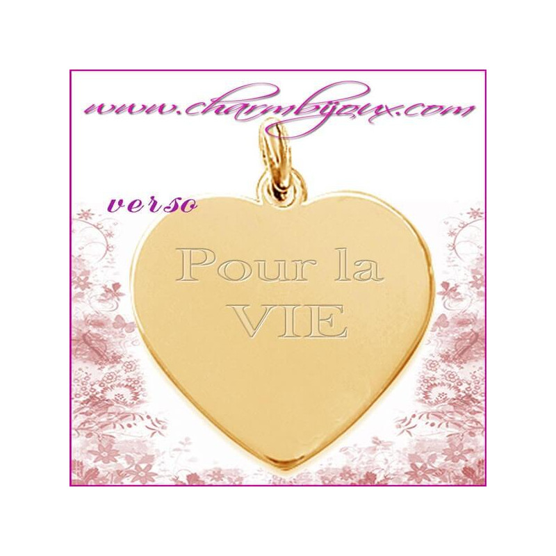 Grand Coeur love en Plaque or 18 carats - pendentif Gravure PHOTO Charmbijoux - 4