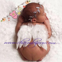 aile-d-ange-colori-blanc-et-bandeau-feuille-pour-bebe-pour-photographie-de-naissance