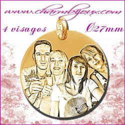 Médaille Ronde en Plaqué or 18 carats - pendentif Gravure PHOTO Charmbijoux - 1