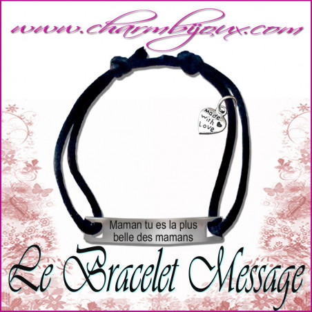 Bracelet Message avec cordon réglable - Couleur au choix - Homme Femme Enfant