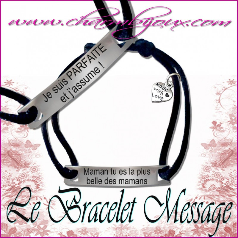 Bracelet-message-cordon-réglable-pour-homme-femme-choix-du-message