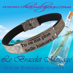Bracelet-message-cuir-blanc-réglable-pour-homme-femme-choix-du-message
