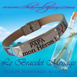 Bracelet-message-cuir-bleu-clair-réglable-pour-homme-femme-choix-du-message