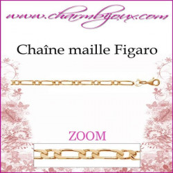Chaîne maille Figaro diamantée en plaque or 18 carats  pour pendentifs plaque or