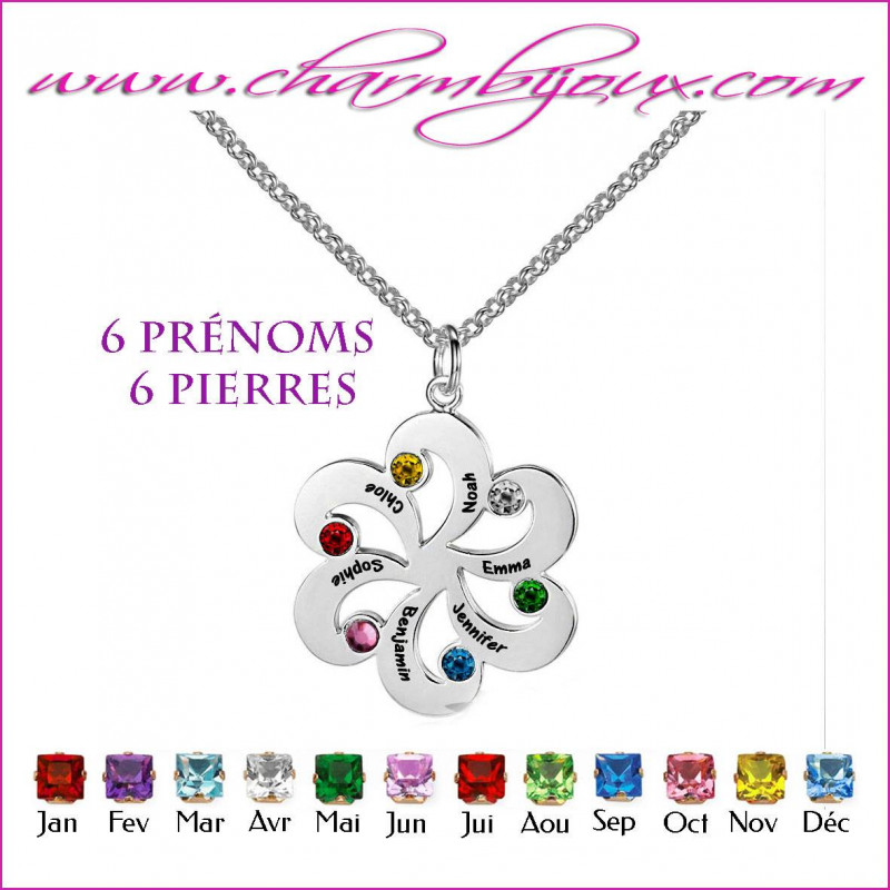 collier-arabesque-fleur-argent-personnalisable-avec-6-prenoms-et-6-pierres-de-naissance
