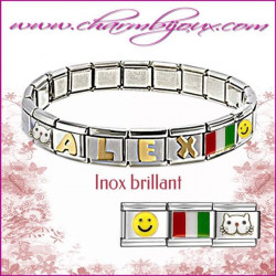 Bracelet Italien Inox avec Prenom OFFERT bracelet 6 lettres offertes Charmbijoux - 1