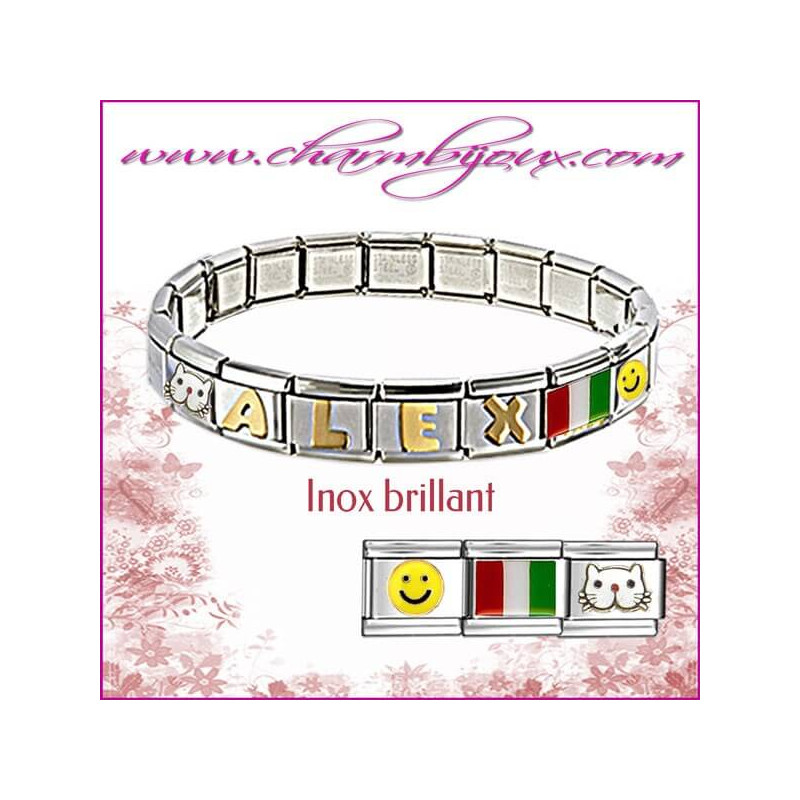 Bracelet Italien Inox avec Prenom OFFERT bracelet 6 lettres offertes Charmbijoux - 1