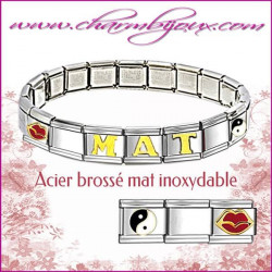 Bracelet Italien Acier mat avec Prénom OFFERT - 6 lettres offertes