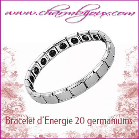 Bracelet Italien en Acier mat et 20 germaniums- Acier inoxydable
