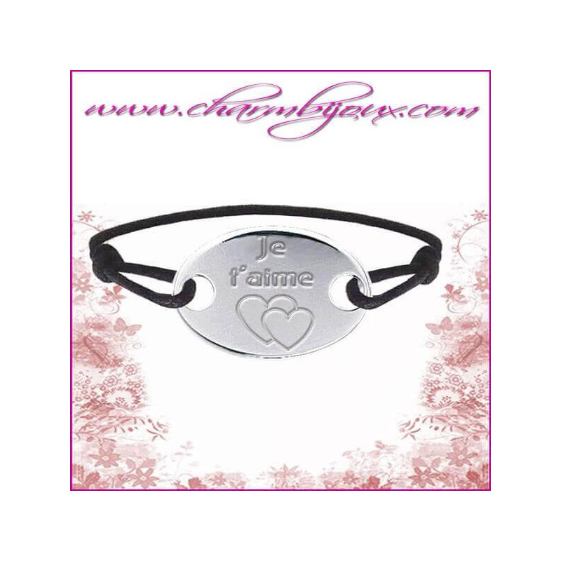 Bracelet cordon avec sa grande plaque ovale en argent et gravure zodiaque de votre choix